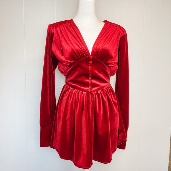 New Arrivals Dress Nico Rouge Pigalle Red Mini Dress Long Sleeves 34, US 4 - Picture 3 of 9